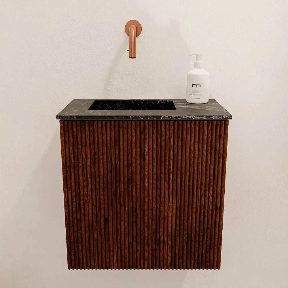 Mondiaz Joya DLux 40cm toiletmeubel ruby met wastafel faye links zonder kraangat lava