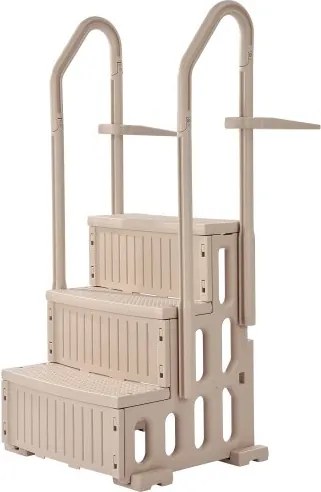 VEVOR veiligheidsladder, 3-treden trap met dubbele leuning en antislip, extra stevige treden, max. draagvermogen 180 kg, voor inbouw- en opbouwzwembaden van 91,4–121,9 cm met elk type terras.