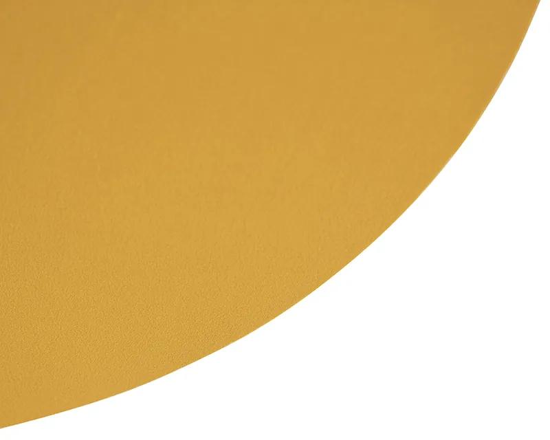 Stoffen Velours platte lampenkap geel met goud 45 cm rond
