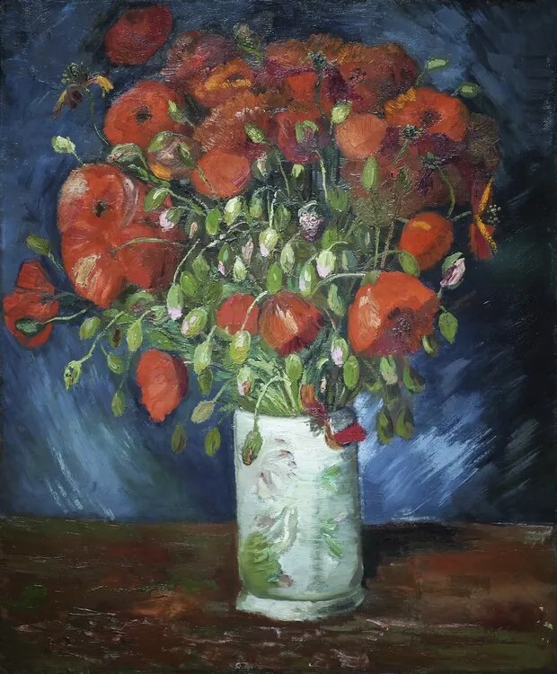 Kunstreproductie Vase with Poppies (1886), Vincent van Gogh
