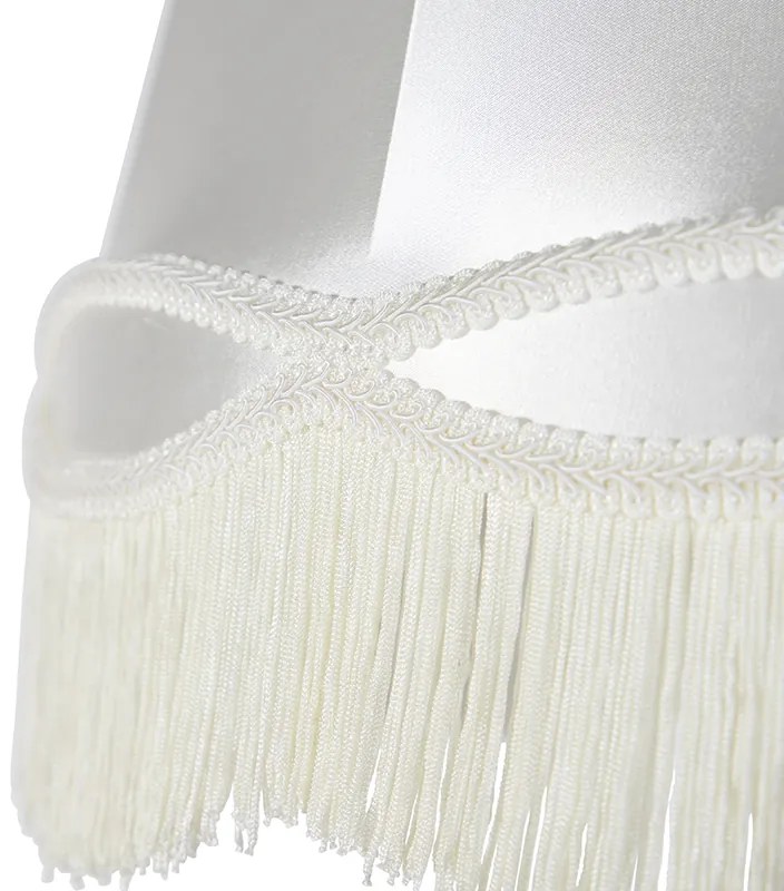 Stoffen Zijden lampenkap creme 45/30/44 - Granny Retro rond