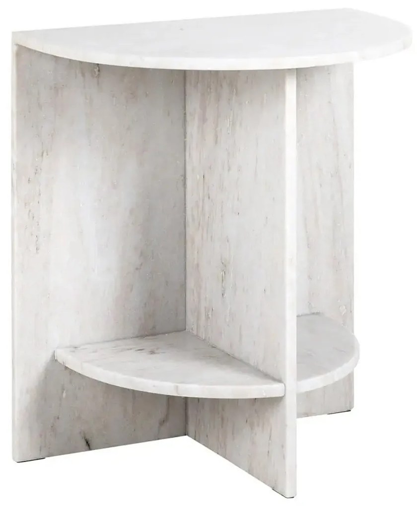 Richmond Interiors Lansky Marmeren Nachtkastje Beige Wit - 51x35x56.5cm.