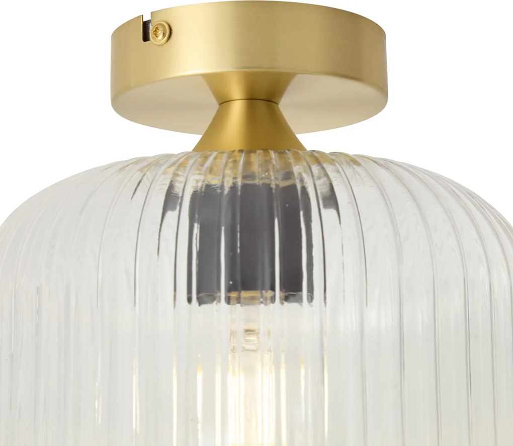 Art Deco plafondlamp messing met helder glas - Karel
