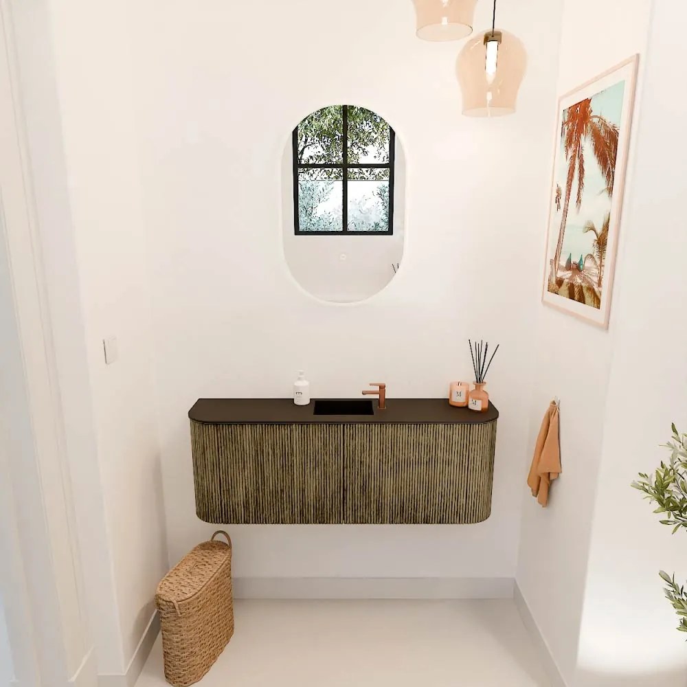 Mondiaz Joya 115cm toiletmeubel ronding links/rechts dusk met wastafel faye midden 1 kraangat urban