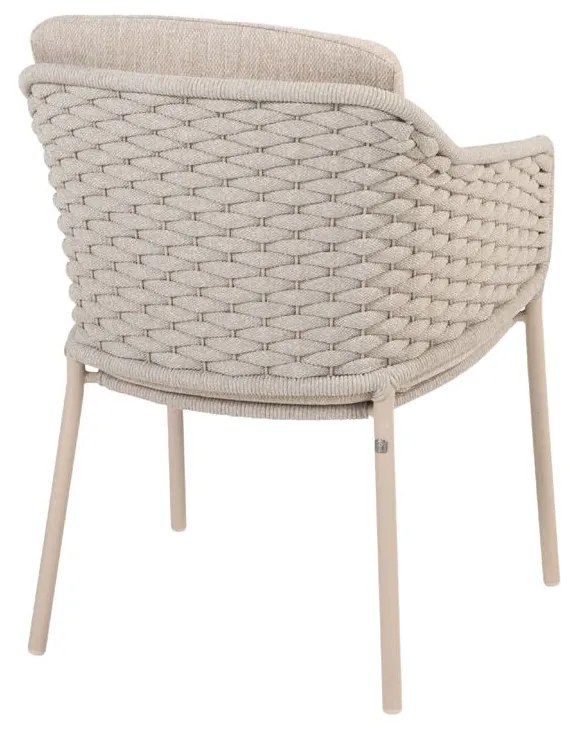 4 Seasons Outdoor Eros tuinset latte met teak Prado tafel Ø 130 cm Tuinset beige weerbestendig