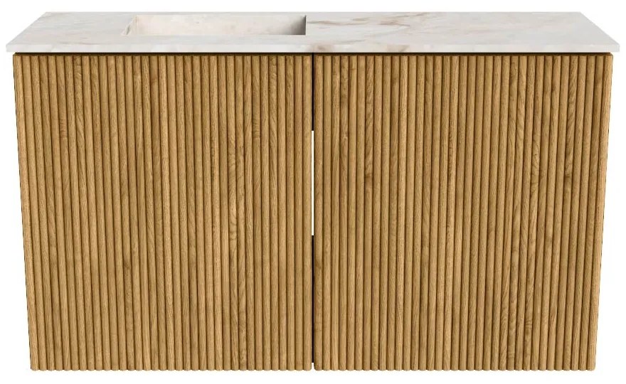 Mondiaz Joya DLux 70cm toiletmeubel oak met wastafel faye links zonder kraangat frappe