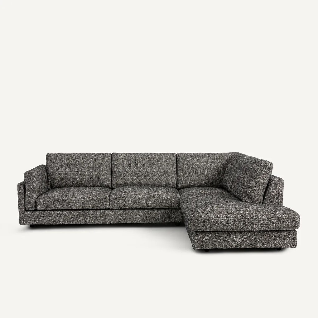 Omvormbare hoekbank met longchair, bouclettestof, César