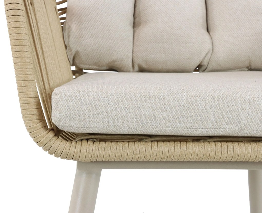 Tuinset 6 personen 150 cm Aluminium/wicker Taupe Coco Custa/Ancona