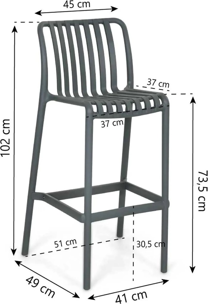 Barstoel Kunststof Grijs-antraciet Domani Furniture Alba  antracite