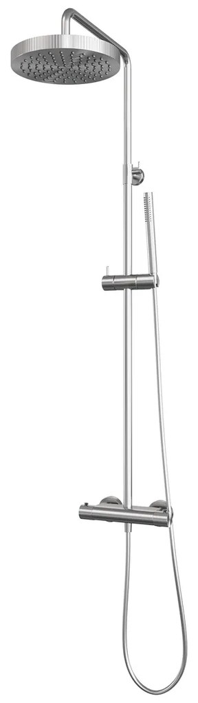 Brauer Stripe opbouw regendouche met 25cm hoofddouche en staafhanddouche RVS geborsteld PVD