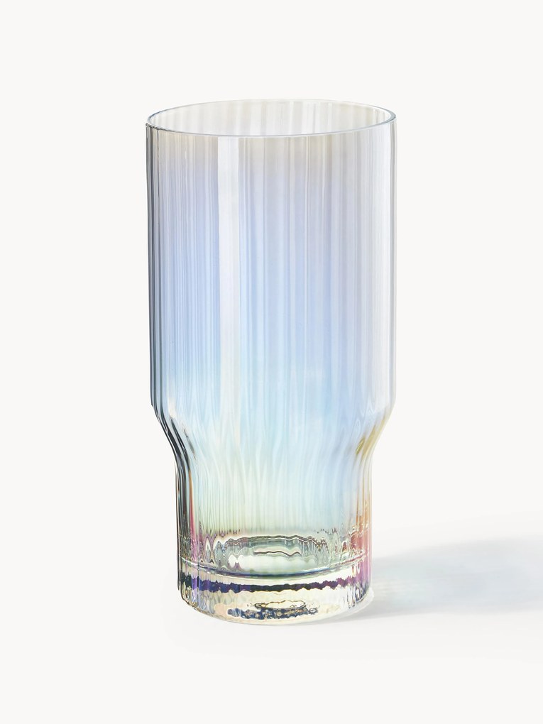 Mondgeblazen highballglazen Juno met parelmoer afwerking, 4-delig