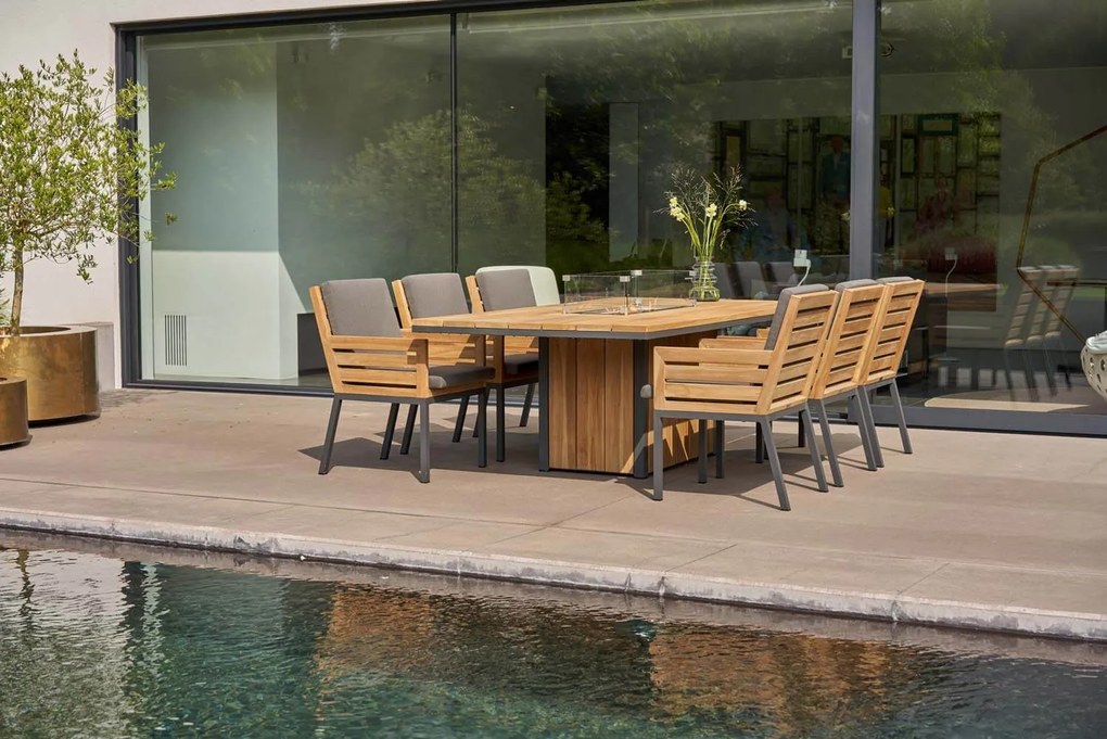 Tuinset 6 personen 240 cm Aluminium/teak Old teak greywash Lifestyle Garden Furniture Dakota/Diogo