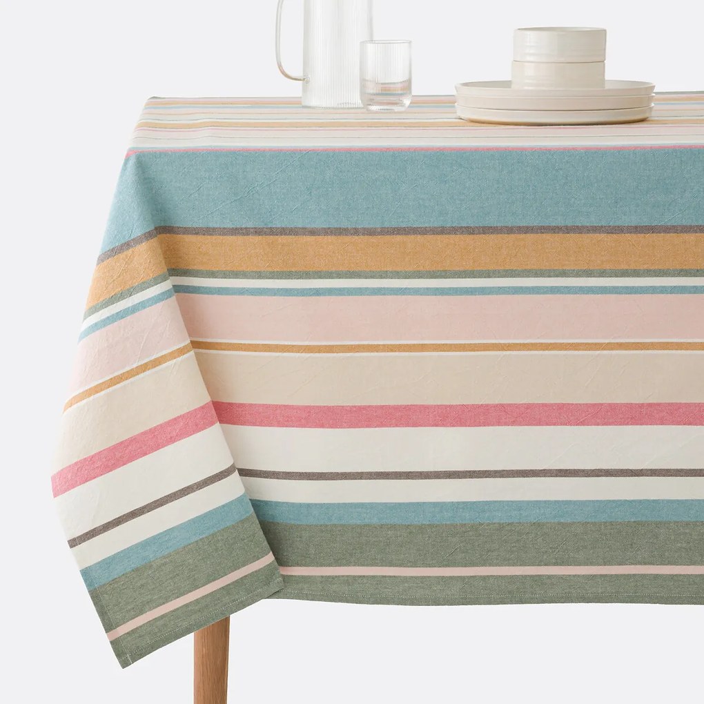 Tafelkleed met strepen van gewassen geweven katoen Antika