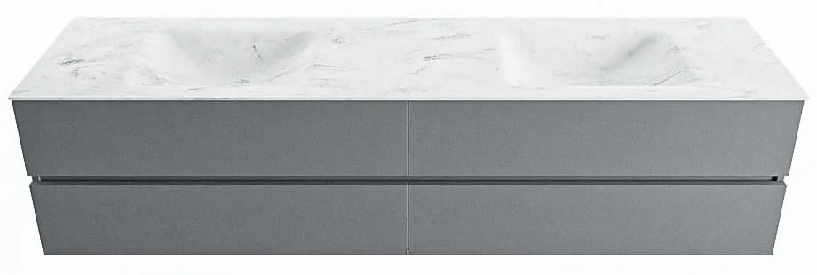 Mondiaz Vica DLux badmeubel 200cm plata 4 lades met wastafel opalo dubbel zonder kraangat