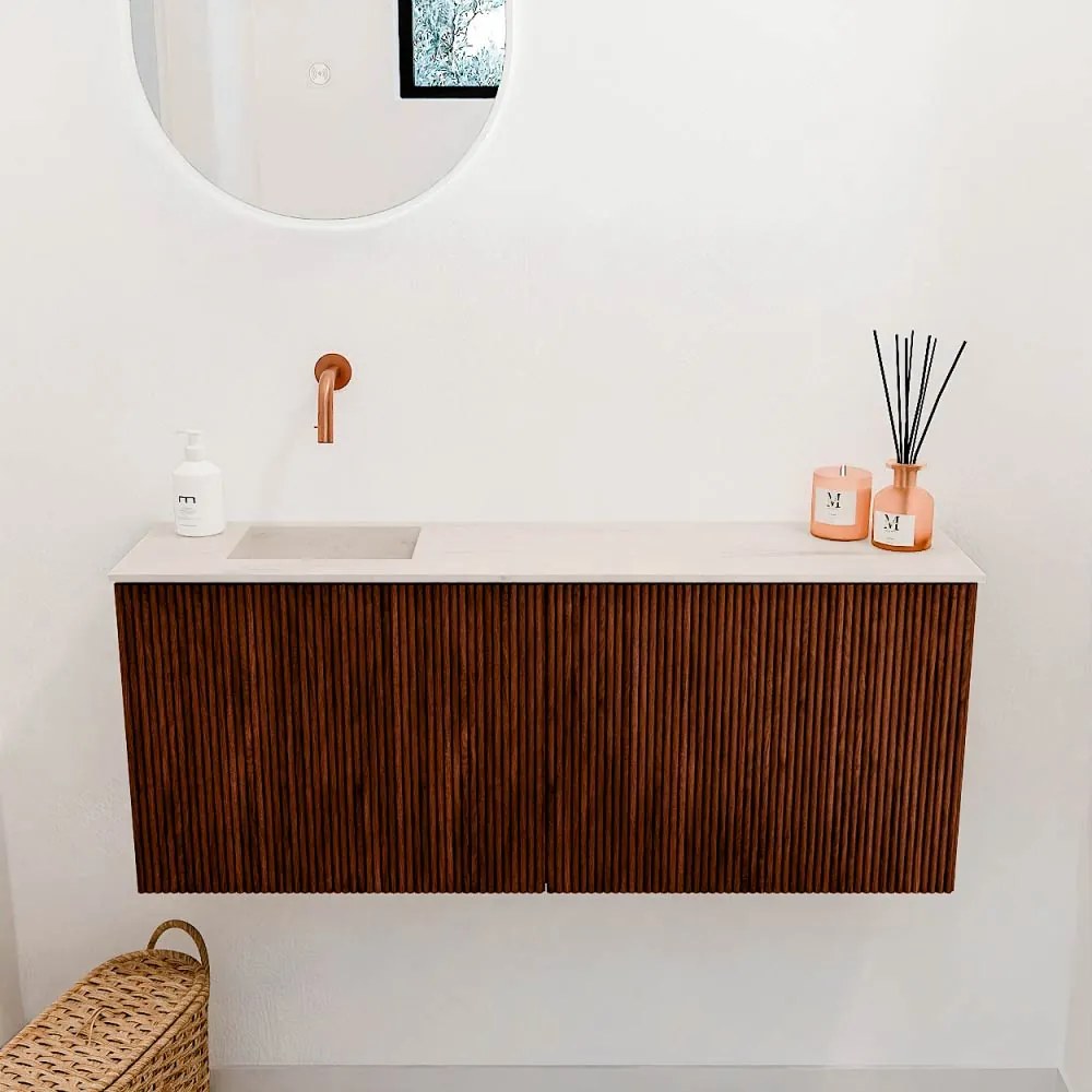 Mondiaz Joya DLux 100cm toiletmeubel ruby met wastafel faye links zonder kraangat meli