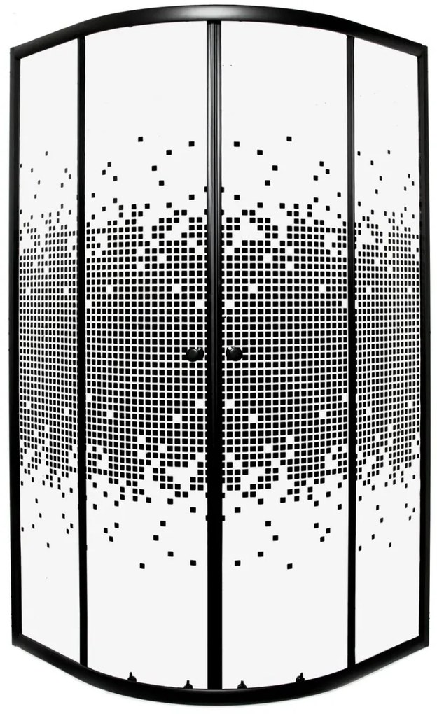 Kerra Pixel douchecabine kwartrond 90x90cm zwart