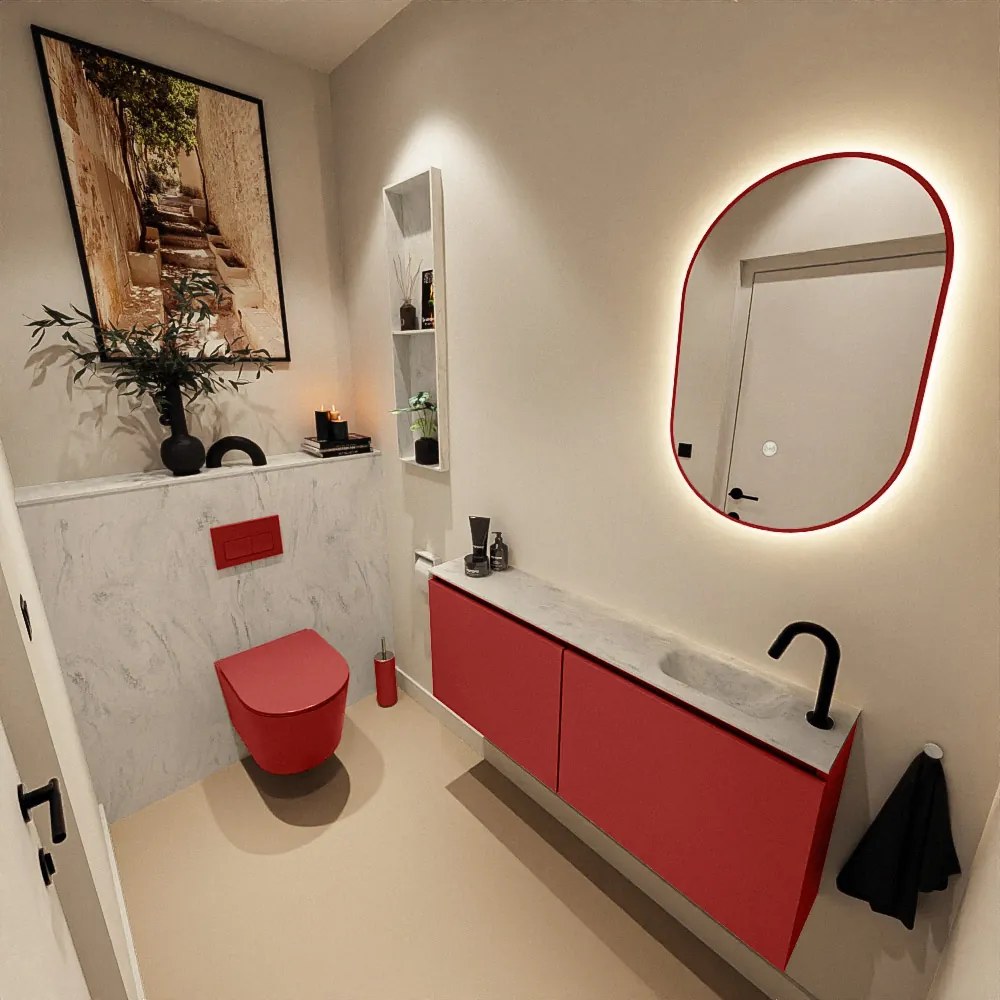 Mondiaz Ture DLux toiletmeubel 120cm fire met wastafel opalo rechts met kraangat