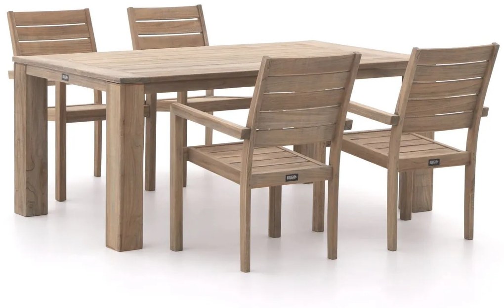 + 10% kassakorting | Diningset ROUGH  | 4 personen teakhout | Tuinset stapelbaar | 5-delig | Kees Smit Tuinmeubelen
