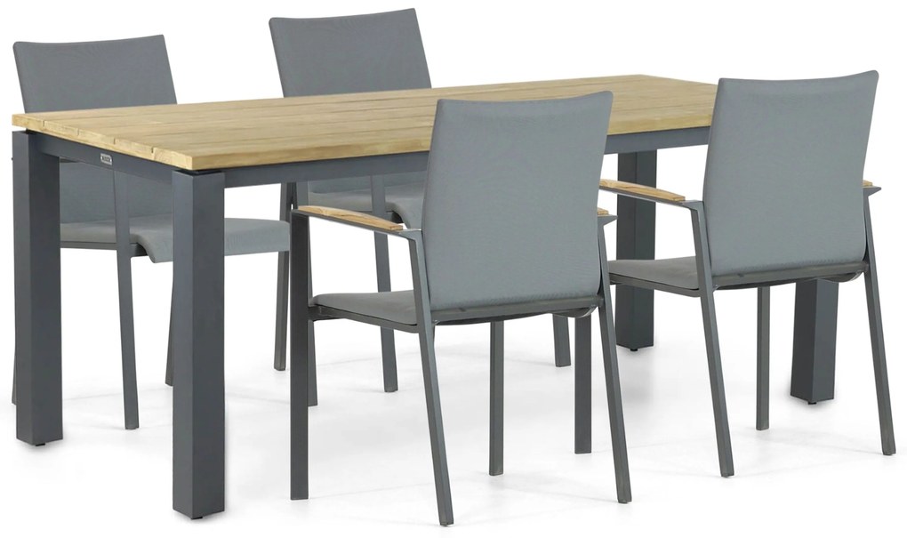 Tuinset 4 personen 180 cm Aluminium/textileen Grijs Lifestyle Garden Furniture Brandon/Riviera