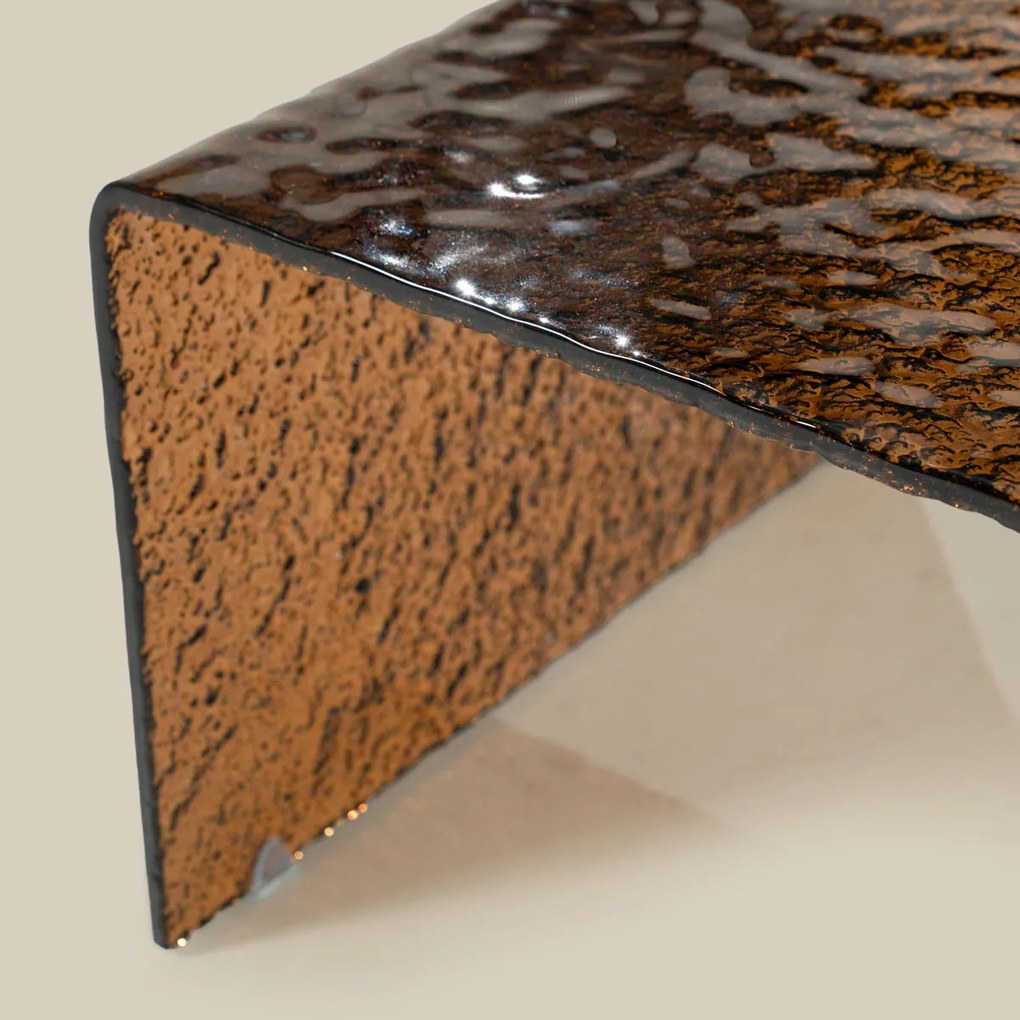 Glazen Salontafel Retro Bruin - 110 X 55cm.