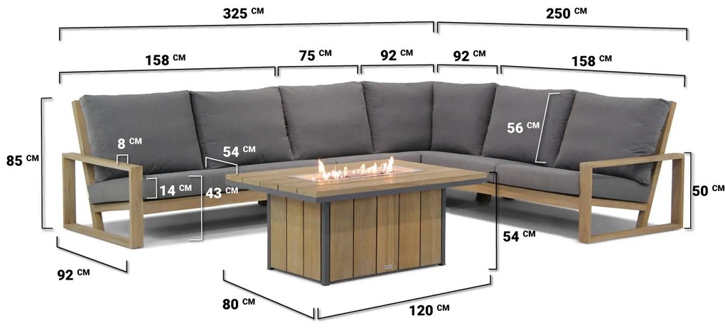 Hoek loungeset 6 personen Teak Old teak greywash  Lifestyle Garden Furniture Pure Island