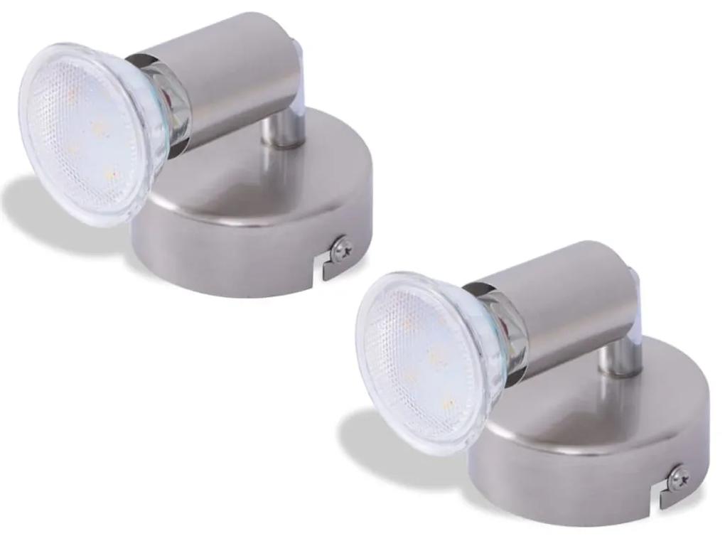 vidaXL wandlamp met 2 led-spotlights satijn nikkel