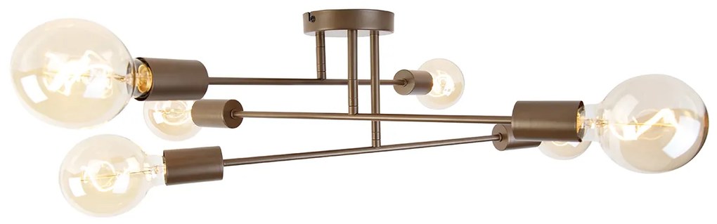 Industriële plafondlamp donkerbrons 6-lichts - Sydney