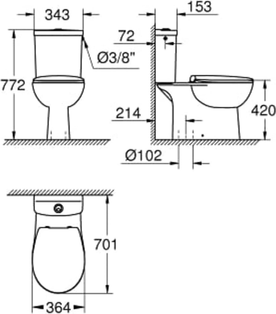 Grohe Bau toilet staand Alpine Wit