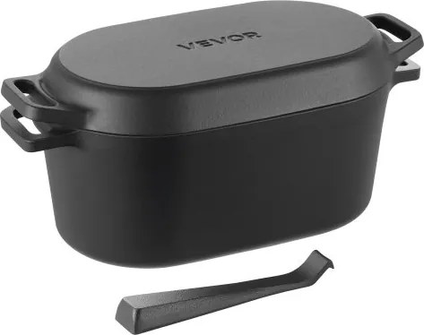 VEVOR geëmailleerde gietijzeren braadpan, 3,31 L braadpan voor het bakken van zuurdesembrood, robuuste kookpan met deksel en handgrepen, geschikt tot 260 °C, broodpan voor stoofschotels om te koken en te frituren