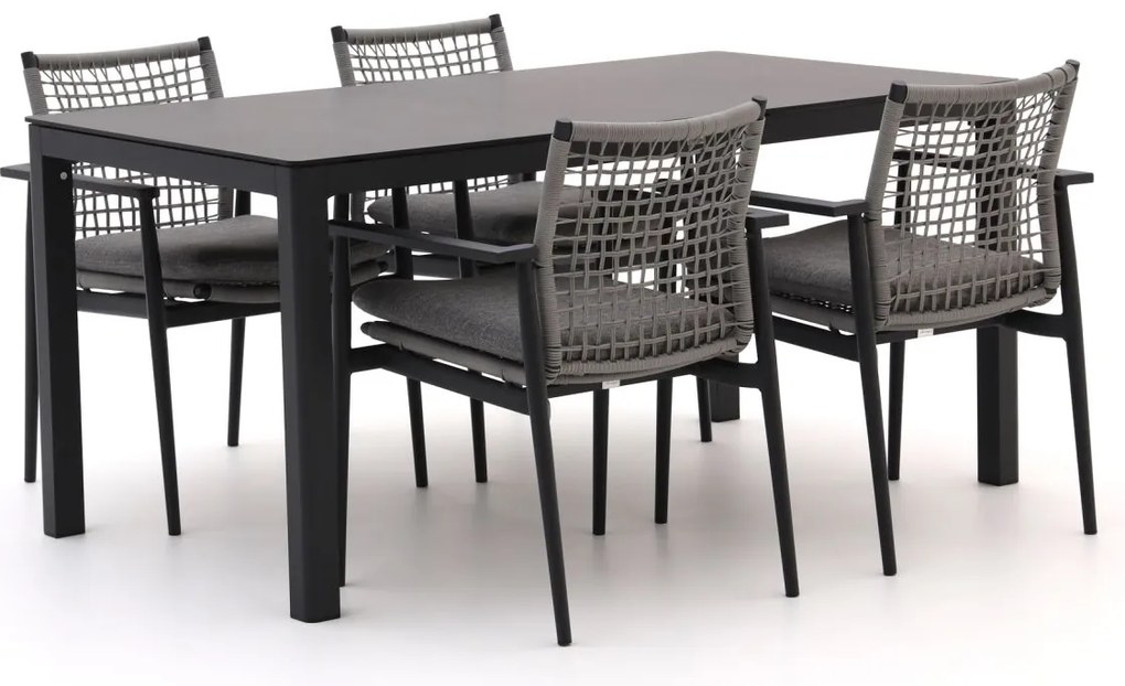+ 10% kassakorting | Diningset Bellagio  | 4 personen kunststof | Tuinset stapelbaar | 5-delig | Kees Smit Tuinmeubelen