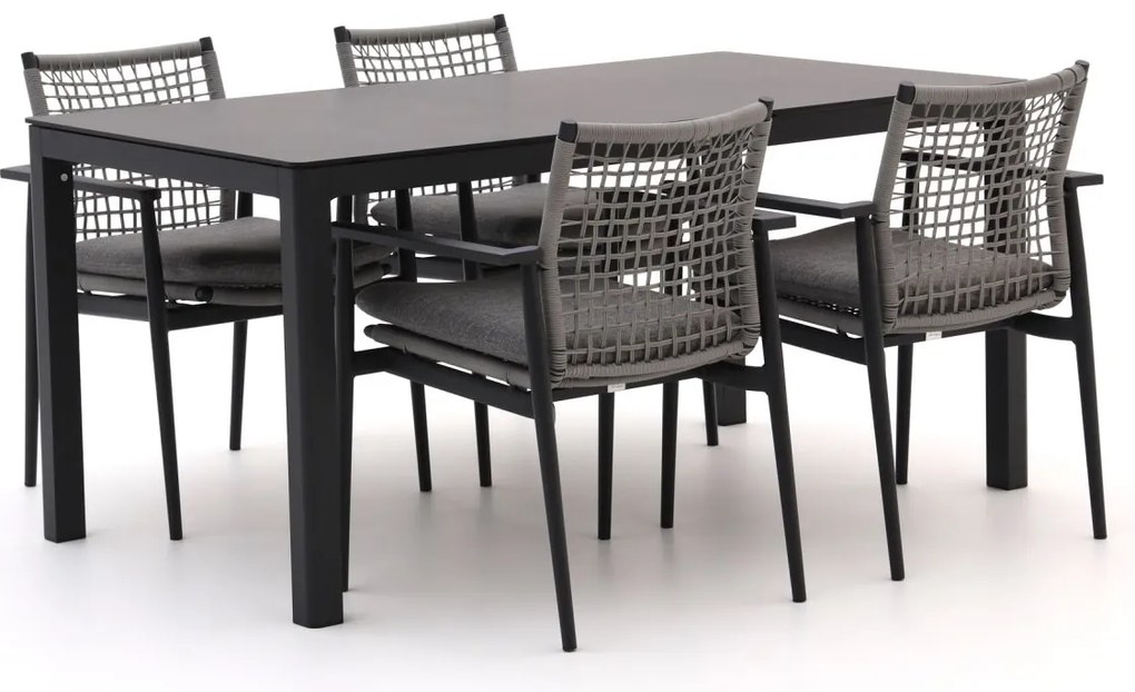 Diningset Bellagio  | 4 personen kunststof | Tuinset stapelbaar | 5-delig | Kees Smit Tuinmeubelen