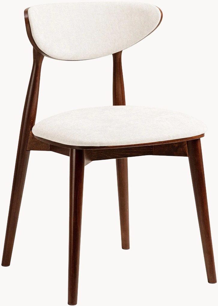 Chenille & beukenhouten stoelen Rina, 2 stuks
