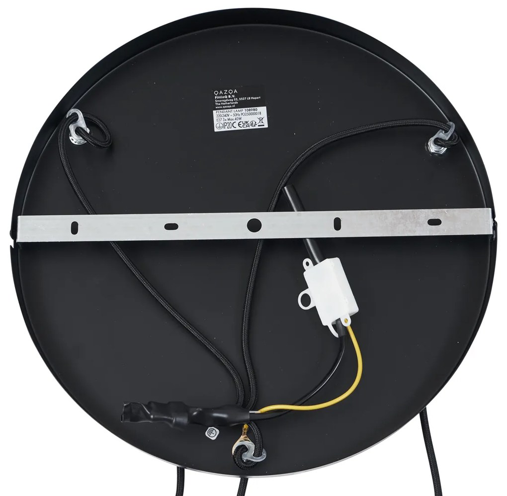 Retro hanglamp zwart met taupe 3-lichts - Felt