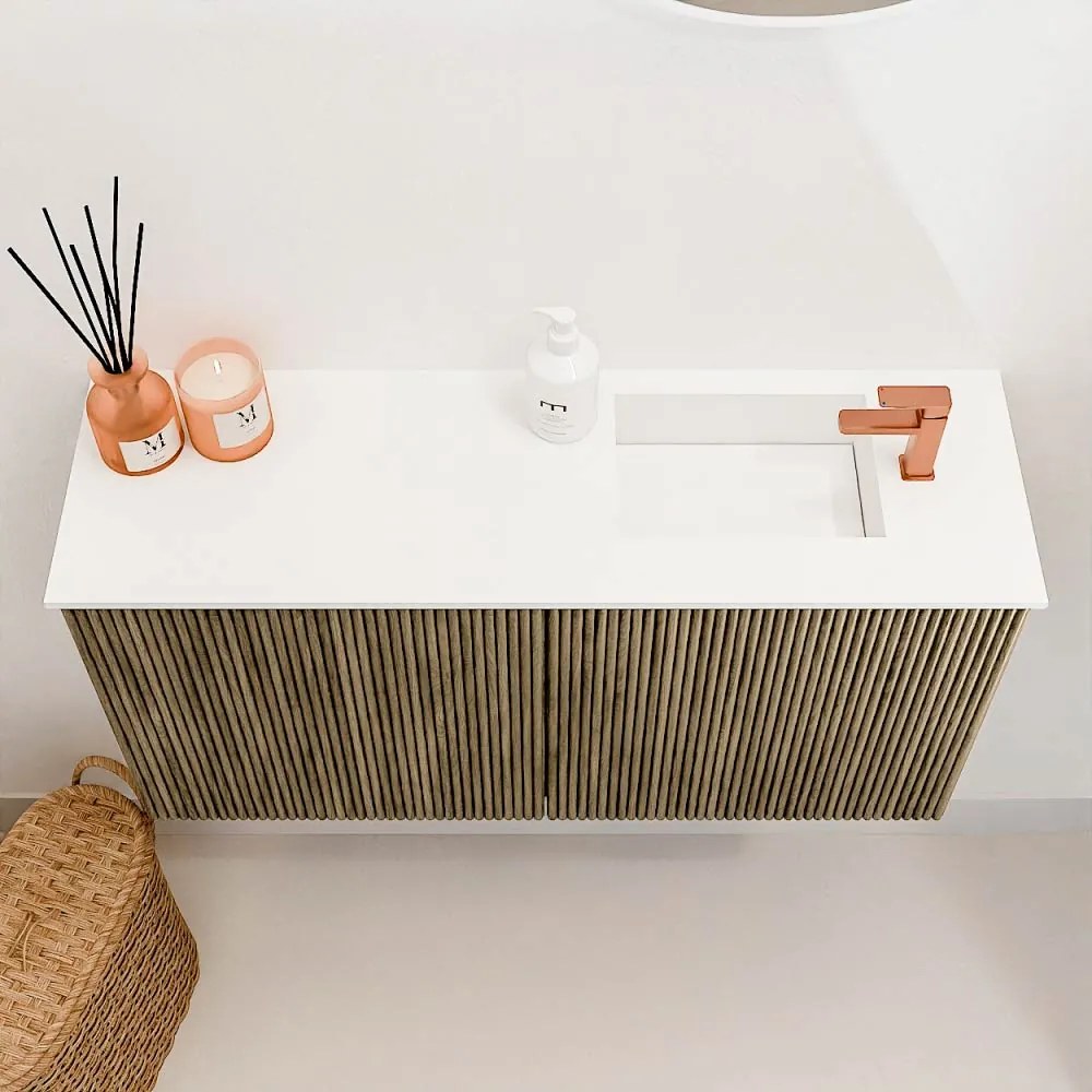 Mondiaz Joya 80cm toiletmeubel dusk met wastafel faye rechts 1 kraangat talc
