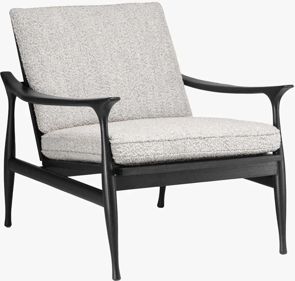 Fauteuil Manzo van bouclé en mindihout