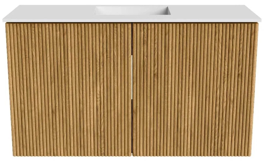 Mondiaz Joya 70cm toiletmeubel oak met wastafel faye midden zonder kraangat talc