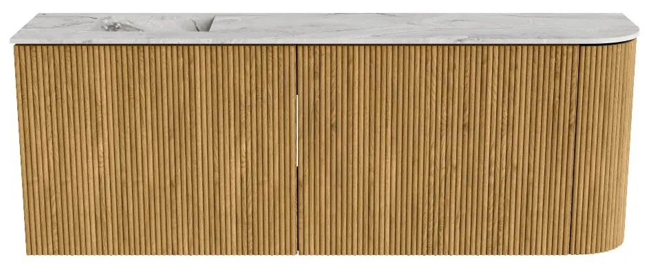 Mondiaz Joya DLux 110cm toiletmeubel ronding rechts oak met wastafel faye links 1 kraangat glace