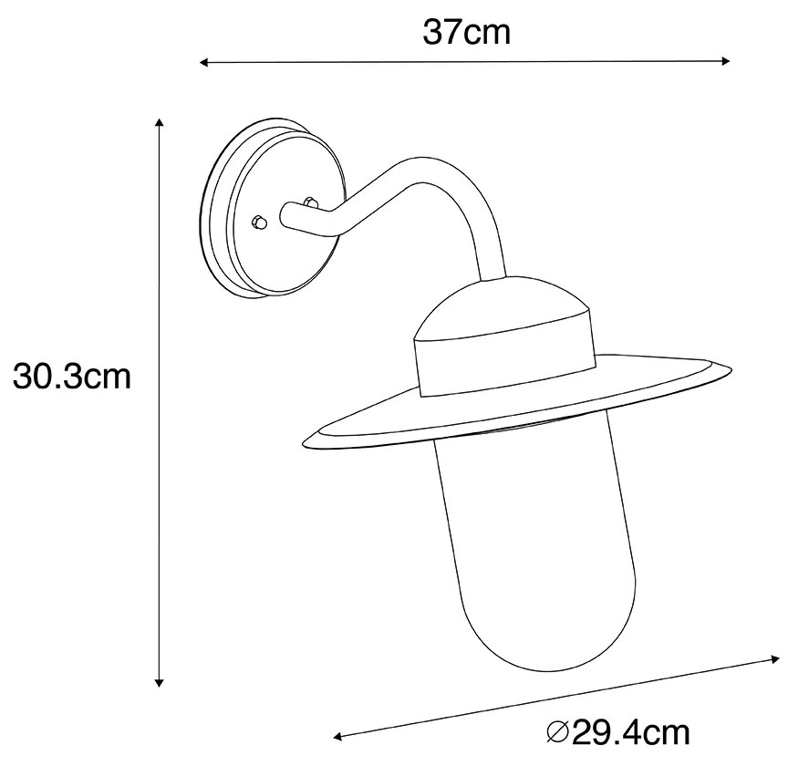 Landelijke buiten wandlamp antiek goud IP44 - Kansas Landelijk / Rustiek E27 IP44 Buitenverlichting rond