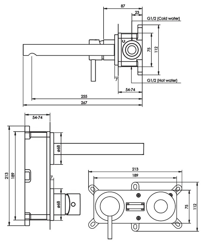 Brauer Copper Edition ColdStart wastafelkraan inbouw rechte uitloop en rozetten model C2 koper geborsteld PVD