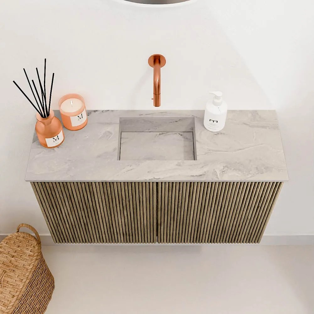 Mondiaz Joya DLux 70cm toiletmeubel dusk met wastafel faye midden zonder kraangat glace