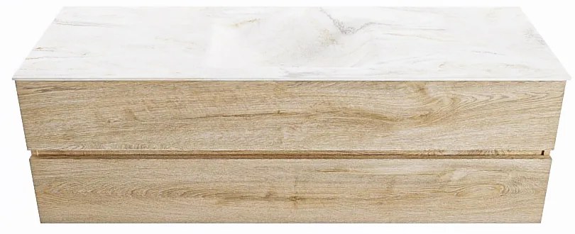 Mondiaz Vica DLux badmeubel 150cm washed oak 2 lades met wastafel ostra midden zonder kraangat