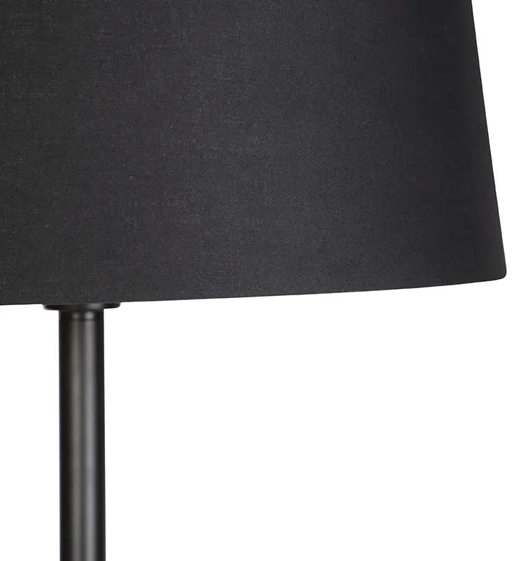 Stoffen Moderne vloerlamp zwart met zwarte kap 45 cm - Simplo Modern E27 rond Binnenverlichting Lamp