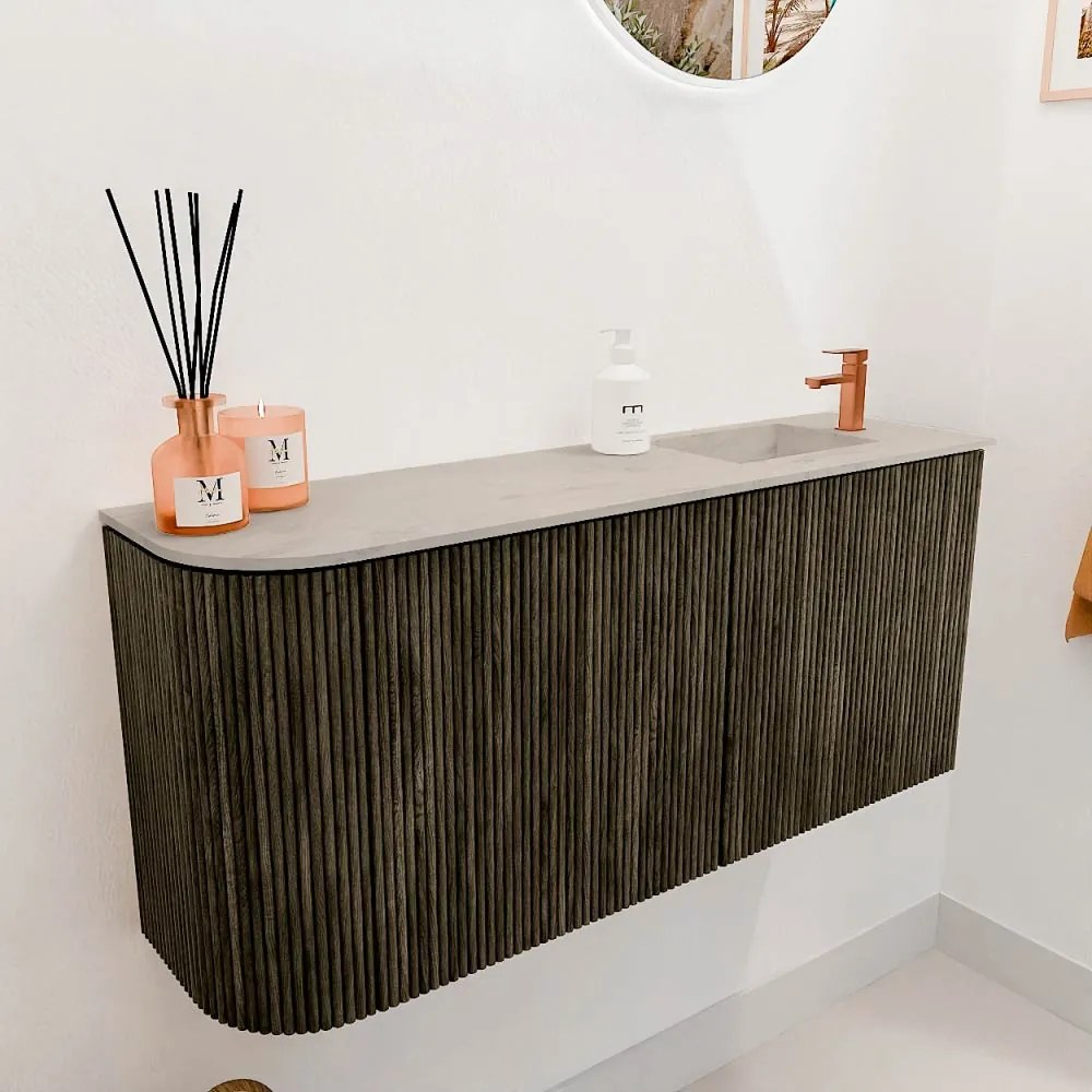 Mondiaz Joya DLux 90cm toiletmeubel ronding links shadow met wastafel faye rechts 1 kraangat opalo
