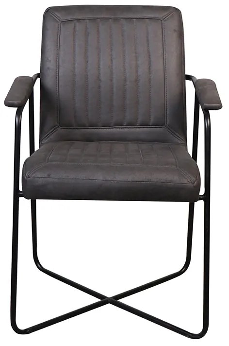 Eetkamerstoel - Henry - lederlook Soft antraciet