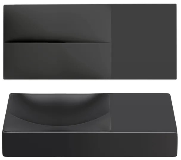 Clou Vale keramiek fontein 45x19x7cm voorbewerkt kraangat rechts Zwart mat CL/03.30162.R