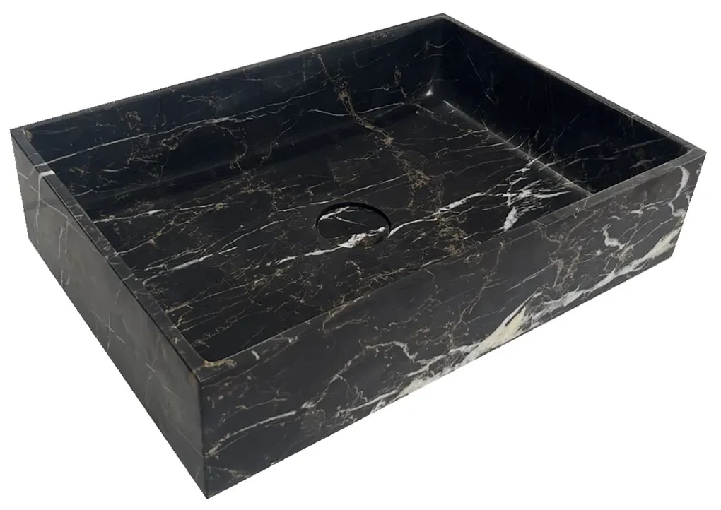 Saniclear Portoro Gold marmer waskom rechthoekig 50x35cm