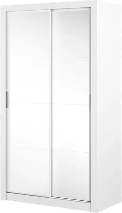 Kledingkast Fresno 121, Wit, 215x120x60cm, Kledingkast deuren: Schuivend, Aantal planken: 5, Aantal planken: 5