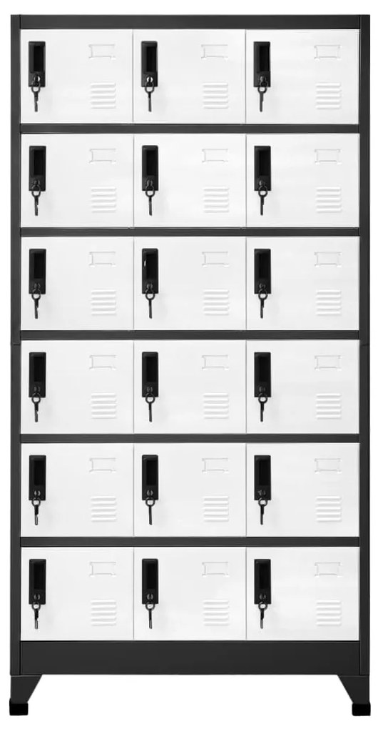 vidaXL Lockerkast 90x40x180 cm staal antracietkleurig en wit