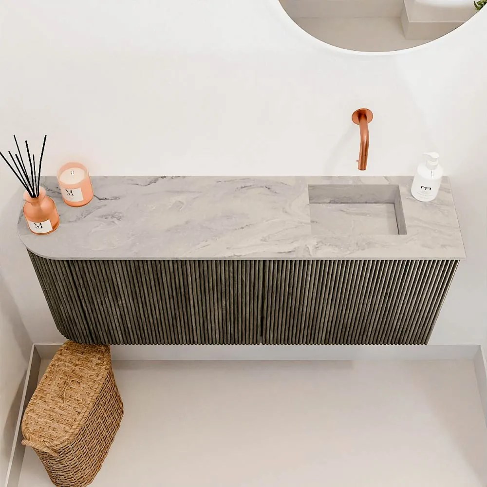 Mondiaz Joya DLux 100cm toiletmeubel ronding links shadow met wastafel faye rechts zonder kraangat glace