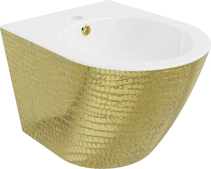 Mexen Lena hangende bidet, wit/gouden schubbenpatroon - 35224808